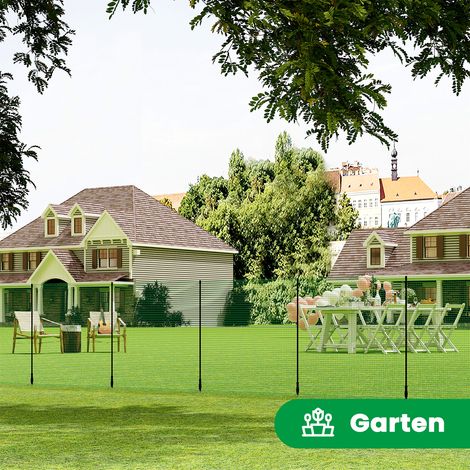 WOLTU Geflügelnetz Gartenzaun Hundezaun Steckzaun Campingzaun mit 9 Pfählen Windenseilen Erdnägeln Kabelbindern, 15x1,2 m, Grün