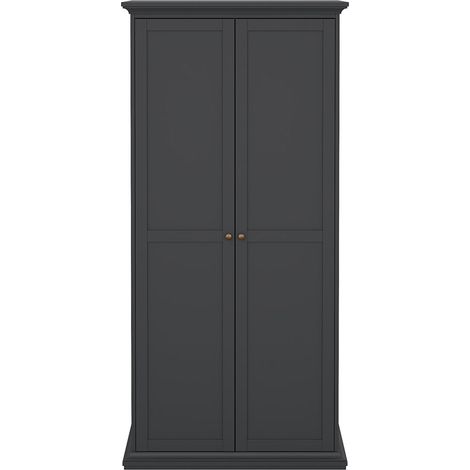 Venedig Kleiderschrank 2 Türen matt grau.