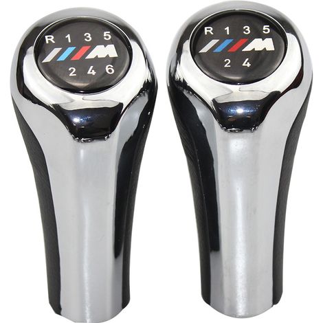 Convient aux voitures BMW à transmission manuelle, pommeau de levier de vitesse, boule de levier de vitesse, levier de vitesse chromé brillant, logo M 3D, 5 vitesses, un jeu. (1/4)