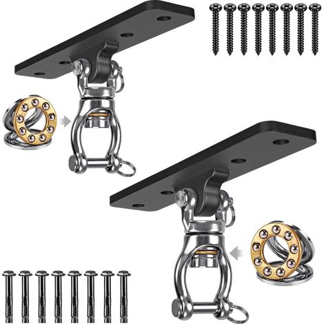 2pcs Suspension Le Hamac Suspendre la Balançoire Ensemble de Support Pivotant pour Aire de Jeux Intérieur Extérieur Chaise Yoga Corde Sacs de Frappe, Jusqu'à 600lbs (1/5)