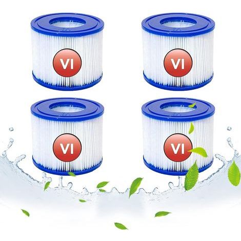 Cartouches filtrantes de rechange pour Bestway VI, cartouche filtrante VI pour Lay-Z-Spa Miami, pour Vegas, pour Monaco-Size, filtre Jacuzzi, pour Bestway 58323, 58239, 90352E (lot de (1/5)