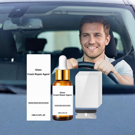 Kit d'entretien pare-brise pour voitures - Solution adhésive multifonctionnelle de réparation et d'entretien pour rayures et fissures - 10 ml + Film durcisseur 5 + Outils 1 -- BIEMMEDUE (1/5)