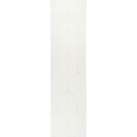 Faux Rabbit Fur Runner Rug Off-White Artificial Polyester Fur 80 x 300 cm Round Soft Shaggy High Pile Leaf Pattern MITCHELL (1/5)
