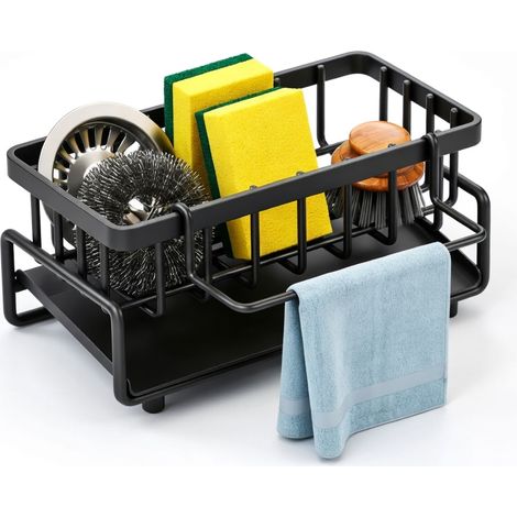 Scolapiatti portaoggetti per lavello nero 1 set (1/5)