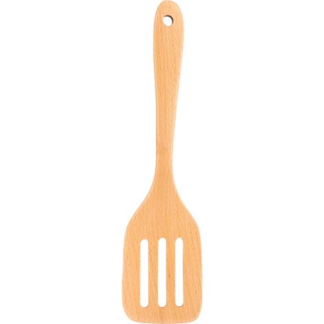 Ustensiles de cuisine en bois Spatule à long manche Pelle ajourée antiadhésive (trois trous) (1/4)