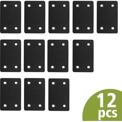 12 supports plats en acier inoxydable à une seule face, supports métalliques à bord droit, plaque de montage plate avec vis. (1/5)