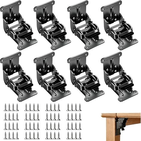 Juego de 8 bisagras plegables de 0-90-180 grados para patas de mesas y muebles. (1/5)