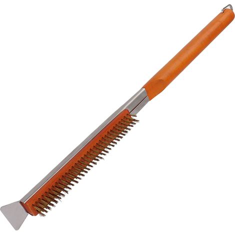 Brosse de nettoyage pour pierre à pizza 21 pouces, fil de cuivre avec grattoir, accessoire pour four à pizza (1/5)