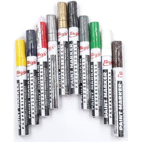 Sigill paint marker pennarello vernice indelebile giallo a punta media per tutte le superfici marcatore Giallo
