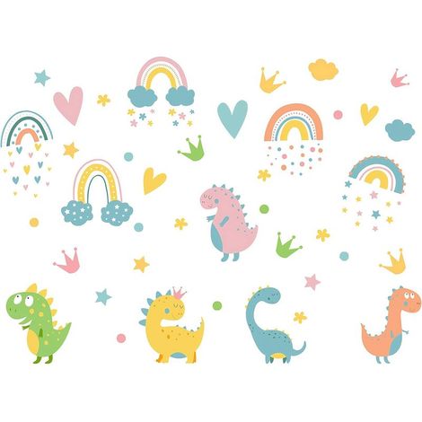 Dinosaure Mur Tatouage 1 Rouleau 4 Feuilles Stickers Muraux Coloré Animaux Mignons PVC Stickers Muraux 35 cm x 25 cm par feuille-Fei Yu (1/5)