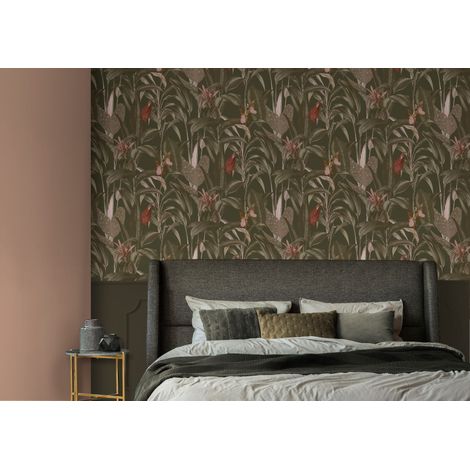 Papier peint Intissé LOOKS Feuilles tropicales 1005 x 52cm Vert (1/5)