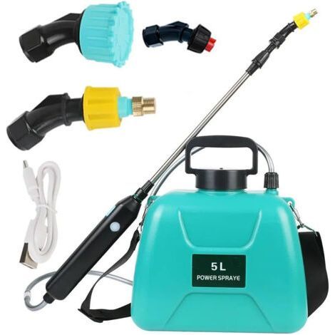 5L Electric Sprayer, Rechargeable Telescopic Spray Gun with 2 Nozzles, Wide Neck Cap, 2400 mAh Battery for Garden Plant Spray Cleaning (A-5L) (1/5)