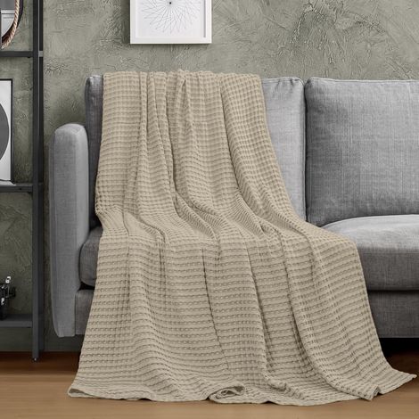 Couverture gaufrée en Coton 300 GSM (Kaki - 152 x 127 cm), Couette Douce, légère et Respirante pour Toutes Les Saisons (1/5)