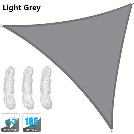 (Gris clair, 250 x 250 x 250 cm) Auvent triangulaire imperméable, pergola d'extérieur, voile d'ombrage pour terrasse de jardin et piscine (1/5)