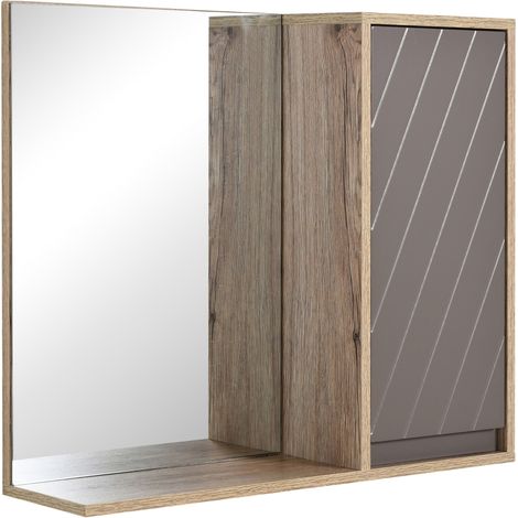 Meuble suspendu de salle de bains gris et chêne, 57 x 14,2 x 49,2 cm