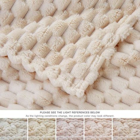 Couverture polaire décorative jacquard 3D pour canapé ou lit, beige 150x200 cm, imitation carapace de tortue, toutes saisons (1/4)