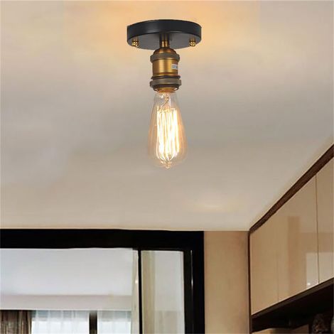 2pcs Ceiling Lighting Fitting Vintage, Retro Industrial Simple Ceiling Lamp E27 Bulb for Living Room Bedroom Hallway (Bronze)