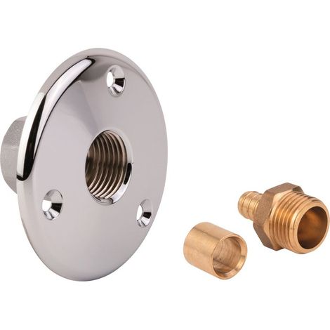 Watts – Applique traverse cloison chromée – Raccord de robinetterie – Filetage entrée 1/2" – Fixation murale pour installation facile