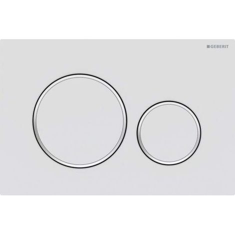 Plaque de déclenchement double Geberit Sigma20 : laque blanche mate, revêtement facile à nettoyer, chrome poli (115.882.JT.1)