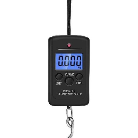 Pèse-personne portable avec écran LCD rétroéclairé 40 kg Balance électronique Pèse-bagages (noir)