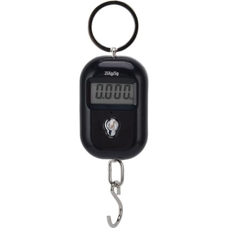 Balance à bagages portable avec poignée porte-clés, capacité de 25 kg, noire, pour la livraison express (1/5)