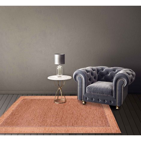 Tappeto Arredo Moderno Morbido in Ciniglia Ingresso Antiscivolo Prodotto Italiano Soggiorno Camera Salotto Disegni Piazzati Cotone Varie Misure Grande Roma RosaAntico - 65x115Cm (1/5)
