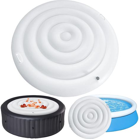 Housse de jacuzzi gonflable de 162 cm avec poignées, couvercle pliable, coupe-vent et imperméable, couvercle rond à économie d'énergie, pour protection de jacuzzi (rond, 162 cm) (1/5)