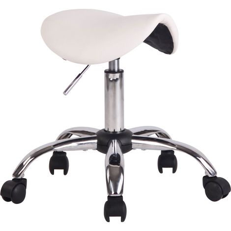 Tabouret avec des roues réglables siège de différentes couleurs - style de selle comme la selle colore : Blanc (1/5)
