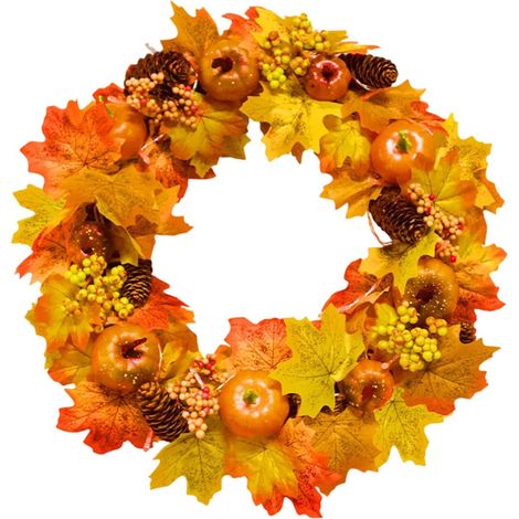 Couronne de Porte d'automne Couronne d'automne Thanksgiving Et Feuilles (1/5)