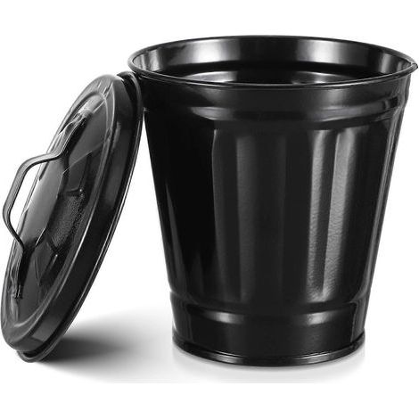 kreativer Tischkorb mit Deckel, kleiner Abfalleimer und kleiner Blumentopf. – 11,00 x 9,00 x 9,00 cm – Schwarz (1/3)