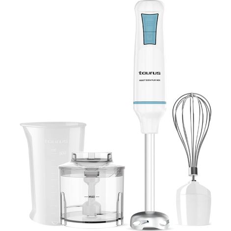 Taurus – Mixeur plongeant Robot 1000 Plus Inox, 2 vitesses + Turbo, lames en inox, cloche anti-éclaboussures, ergonomique, Sans BPA Lavable au lave-vaisselle Avec accessoires (1/5)