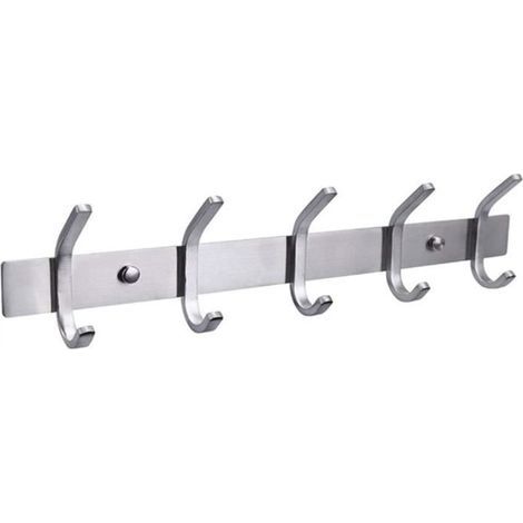 Wandmontierte Badezimmergarderobe, Badezimmerhaken, Garderobe aus gebürstetem Edelstahl – 5 Haken (1 Set) (1/4)