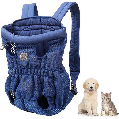 Sac de transport pour animaux de compagnie grande capacité (jusqu'à 10 kg), sac à dos confortable et ajustable (bleu) - L-bleu (1/5)
