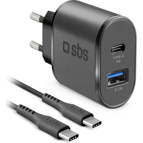 Cargador de Pared + Cable USB C SBS LB13462226 Negro 8018417292385 S5609182 SBS (1/2)