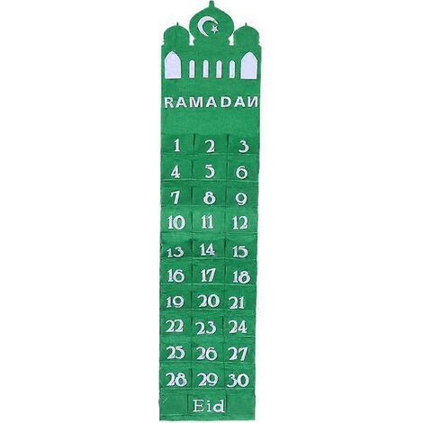 Décoration murale Ramadan Felt Eid Mubarak Calendrier de décompte numéroté 30 espaces (1/4)