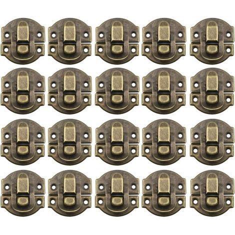 Ahlsen 20Pcs Fermoir Métal Verrouillage Moraillon Vintage Boîte Porte Coque Coffre Fer Ensemble Loquet Tiroir Antique pour Armoire à Bijoux en Bois Décoratif (Bronze) (1/5)