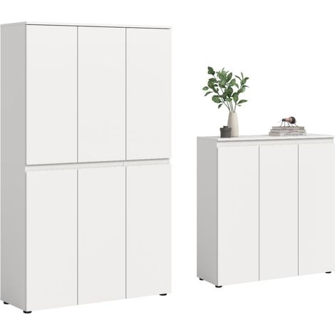 Scarpa Schlafzimmer-Set Kleiderschrank und Sideboard, 9 Türen weiß.