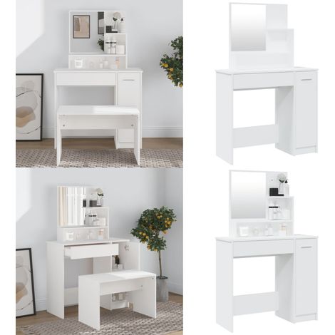 Coiffeuse avec miroir blanc 86,5x35x136 cm - Coiffeuse - Meuble De Salle De Bain - Vanity - Table De Maquillage - Table À Bijoux - Home & Living (1/5)