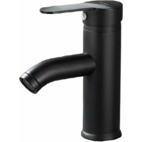 Robinet de lavabo noir mat – robinet mélangeur eau chaude/eau froide en laiton durable – résistant à la corrosion et à la rouille. (1/4)