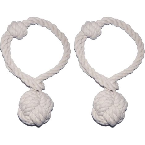 Ensemble de 2 cordons de serrage pour rideaux, embrasses, supports de rideaux, boucle tricotée à la main, corde en coton avec embout.