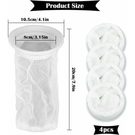 Set di 4 filtri per acqua piovana per serbatoi IBC da 1000 litri, realizzati in nylon con raccordo per coperchio IBC.