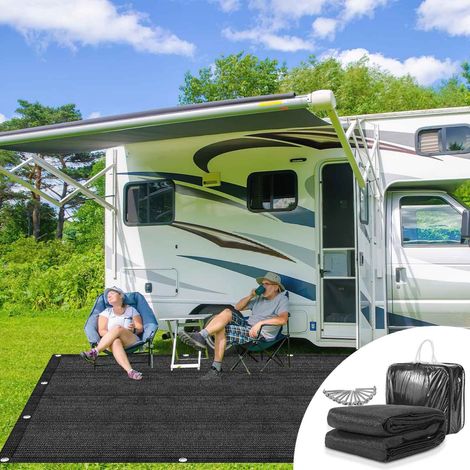 SWANEW Tappetino per tenda Tenda impermeabile da campeggio telo per tenda all'aperto telo da picnic coperta caravan ,Nero, 200x211CM (1/5)