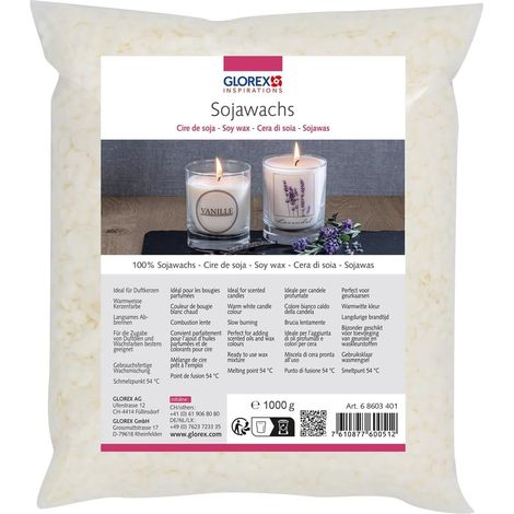 6 8603 400 Mélange de cire de soja, 1000g, pour la création de bougies, Blanc (1/5)