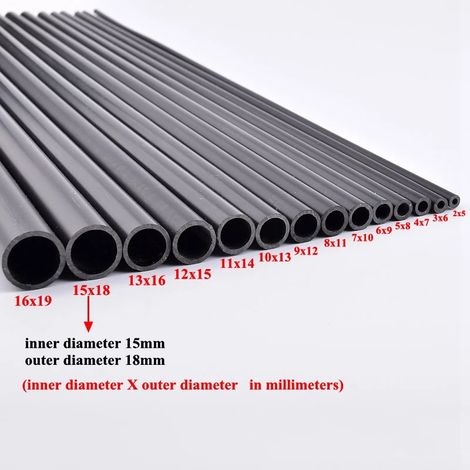 Tuyau rigide en PVC noir de 5 mm x 8 mm (2 pièces, 50 cm de long) - 2 pièces, diamètre intérieur 50 cm. Convient pour l'irrigation de jardin, l'aquarium, les bassins et autres installations domestique (1/5)