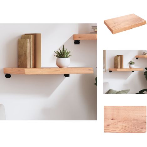 Wandregale - Living Wandregal Hellbraun 60x40x(2-6) cm Massivholz Eiche Behandelt (1/5)