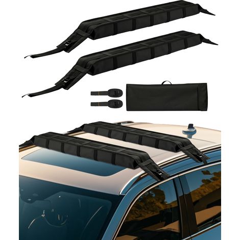 VEVOR Cuscinetti Morbidi per Portapacchi da Tetto, Cuscinetto Universale per Portapacchi per Auto 838 mm, Carico 80 kg con 2 Cinghie di Ancoraggio, Portapacchi Portatile per SUP, Canoa, Snowboard