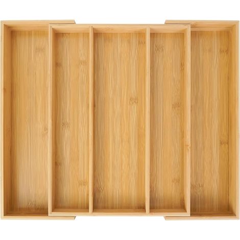 Trieur De Tiroir Cuisine - Trieur Couverts En Bambou Réglable 5 Compartiments - Pour Ustensiles Couteaux Couverts - Hauteur 2 Pouces (1/5)