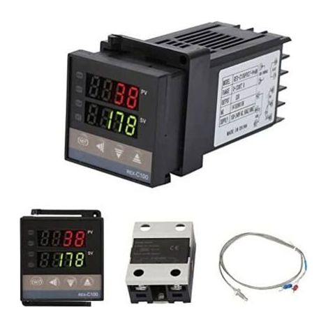 REX-C100 PID Contrôleur de Température,Thermostat Numérique Kit AC110V-240V,0℃1300℃,Régulateur de Numérique LED Digital avec Alarme (1/5)