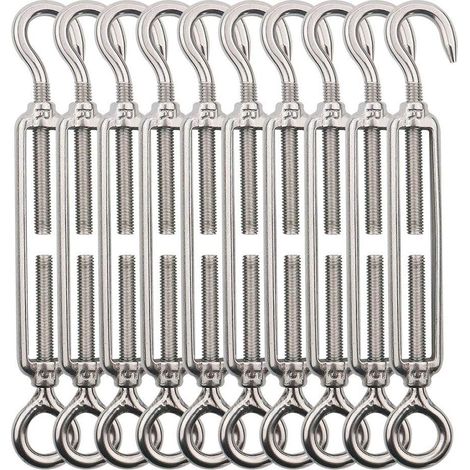 10 pièces Tendeur de Corde en Acier Inoxydable M4, Ensemble de Tension de Corde en Extérieur pour Cordes à linge, Suspendre, Cable de Garde Corps (1/5)