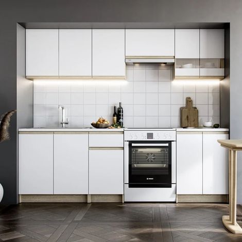 Naturel Katarina LUX 2,4 m, juego de muebles de cocina para montar, blanco y roble (KSETKATARINAO) (1/5)
